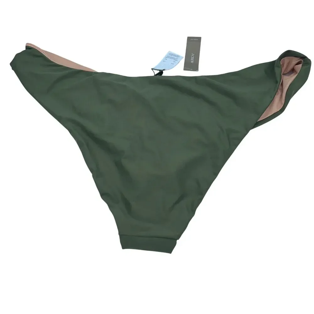 New J. Crew Green Curved Waist Cheeky Bikini Swim Bathing Suit Bottom Size 2X